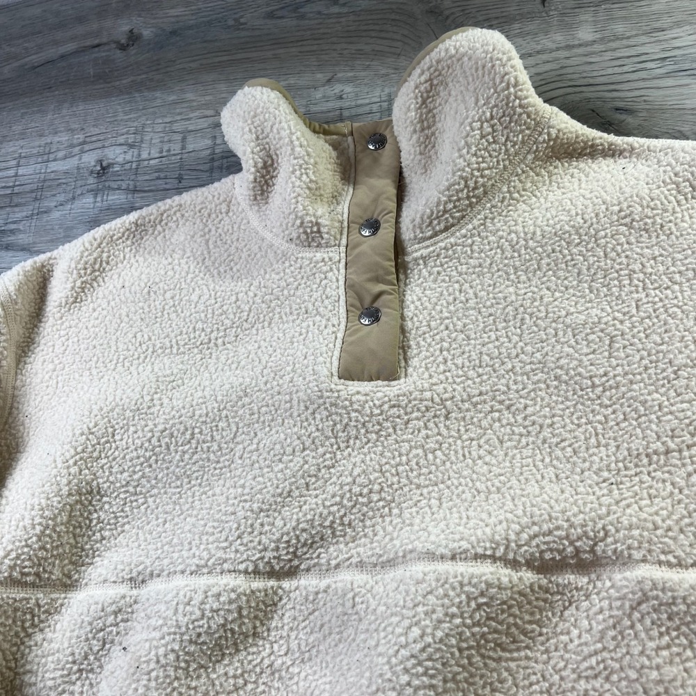 The North Face Pullover Womens XL Cream Dunraven Sherpa Fleece Snap quarter J99 - Picture 2 of 7